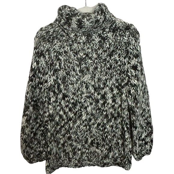 POL Marble Chunky Knit Turtleneck Sweater - Black and White - Picture 1 of 10